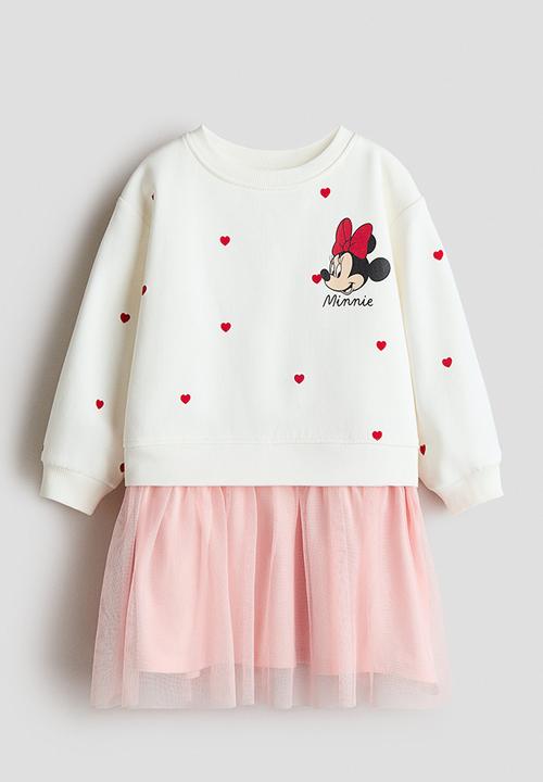 H&M - Printed tulle-skirt sweatshirt dress - light pink/minnie mouse