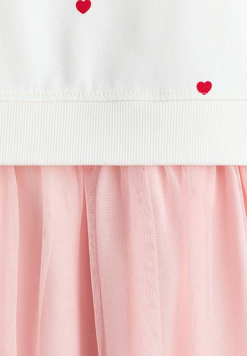 H&M - Printed tulle-skirt sweatshirt dress - light pink/minnie mouse