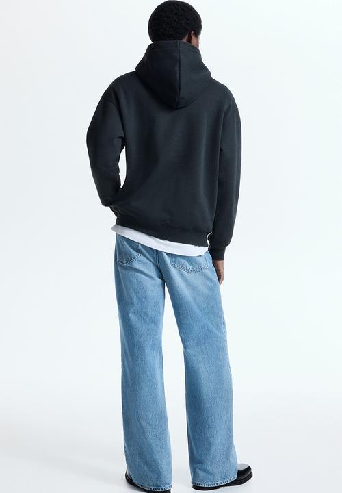 H&M - Loose fit printed hoodie - black/fender