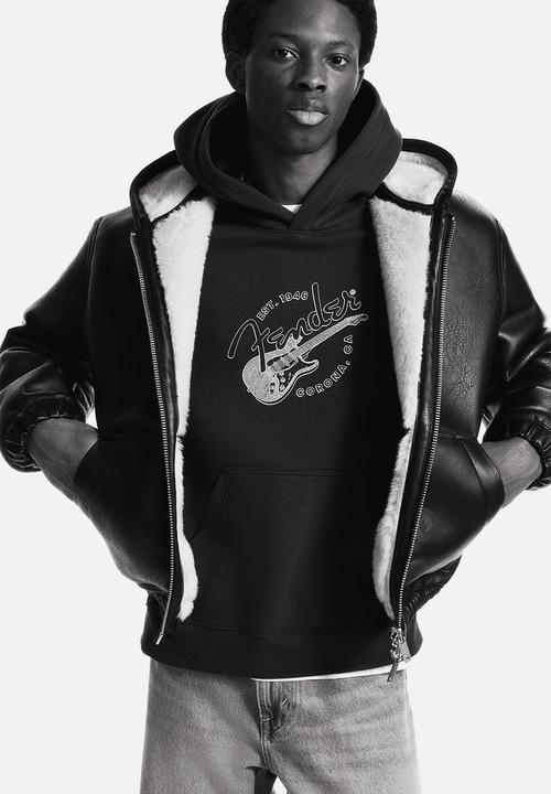 H&M - Loose fit printed hoodie - black/fender