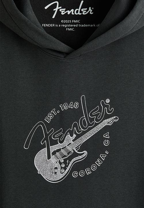 H&M - Loose fit printed hoodie - black/fender