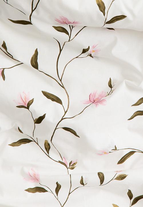 H&M - Cotton double/king duvet cover set - white/floral