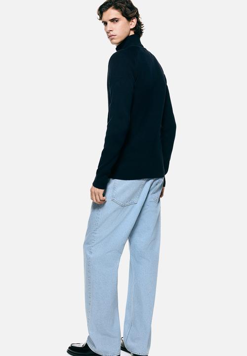 H&M - Slim fit rib-knit cardigan - navy blue