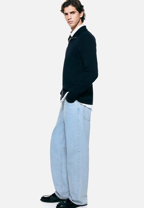 H&M - Slim fit rib-knit cardigan - navy blue