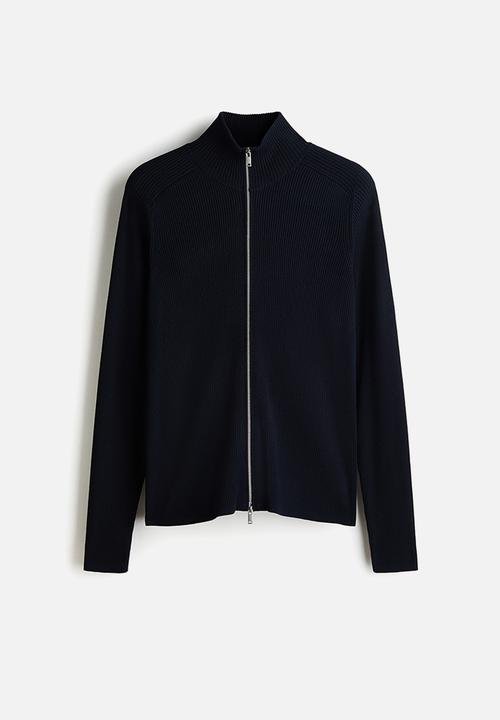 H&M - Slim fit rib-knit cardigan - navy blue
