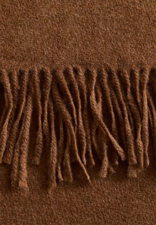 H&M - Fringed wool-blend blanket - brown