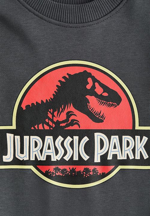H&M - Printed sweatshirt - dark grey/jurassic world