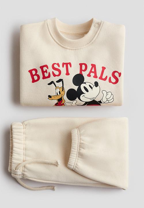 H&M - 2-piece printed sweatshirt set - light beige