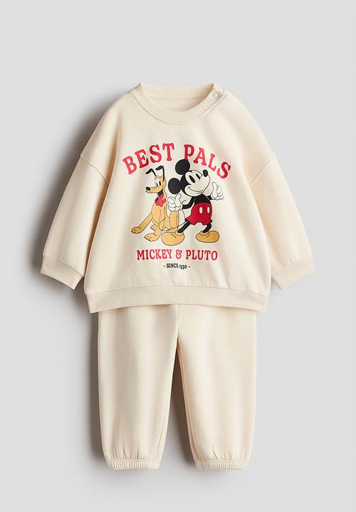H&M - 2-piece printed sweatshirt set - light beige