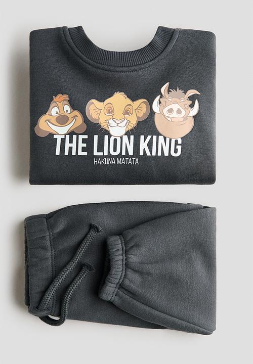 H&M - 2-Piece printed sweatshirt set - dark grey/the lion king
