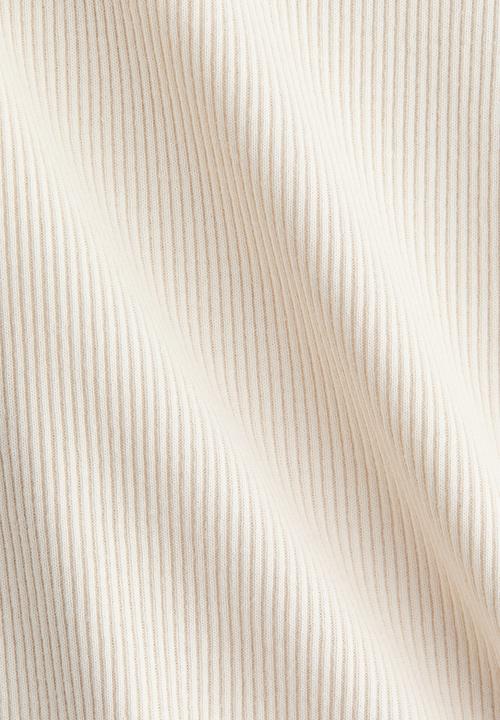H&M - Frill-trimmed cotton top - light beige