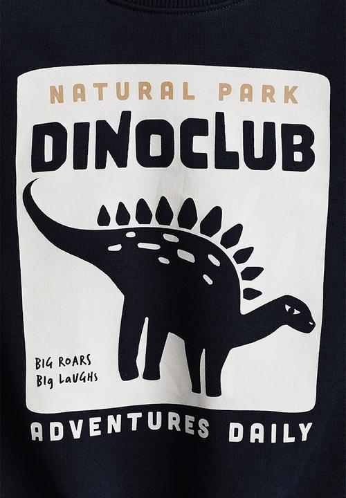 H&M - Printed sweatshirt - navy blue/dinosaur