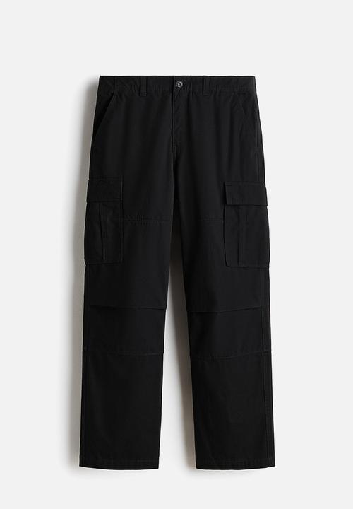 H&M - Relaxed fit cotton cargo trousers - black