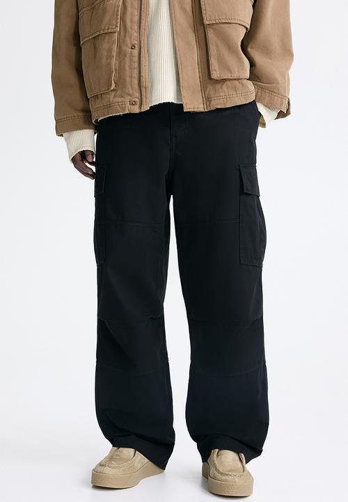 H&M - Relaxed fit cotton cargo trousers - black