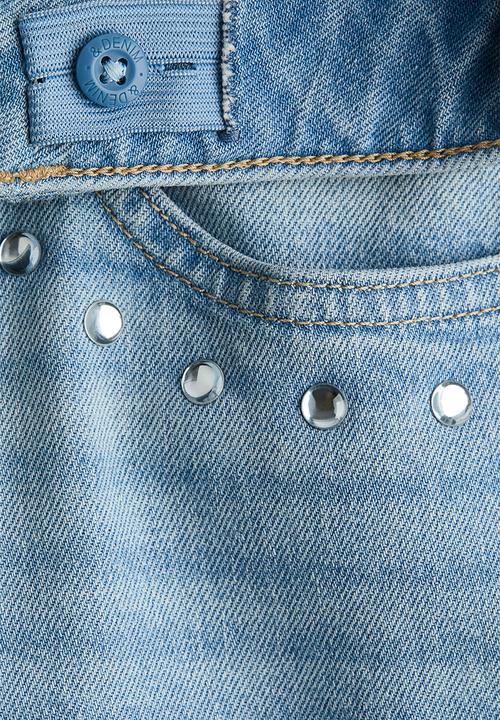 H&M - Studded wide leg low jeans - light denim blue/studs