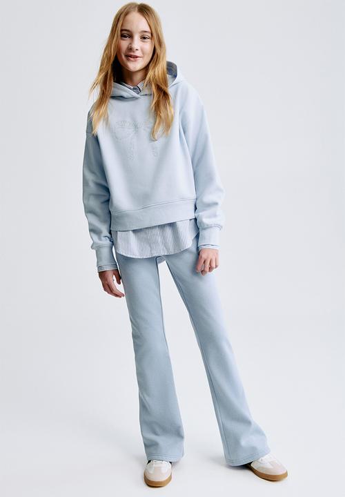 H&M - Oversized motif-detail hoodie - light blue/bow