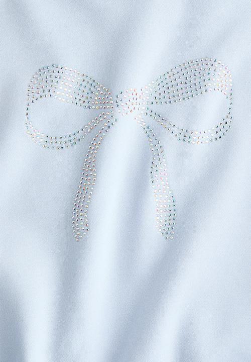 H&M - Oversized motif-detail hoodie - light blue/bow