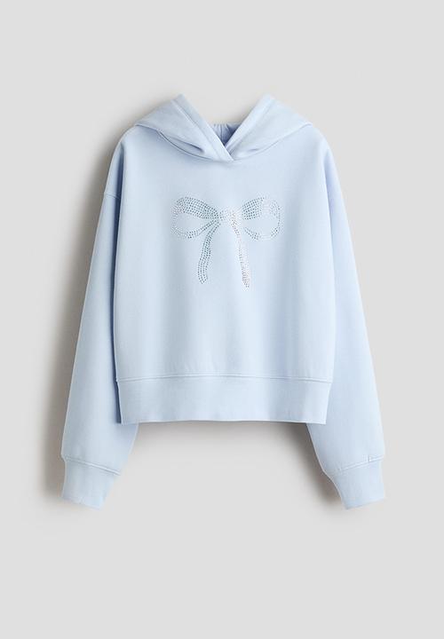 H&M - Oversized motif-detail hoodie - light blue/bow