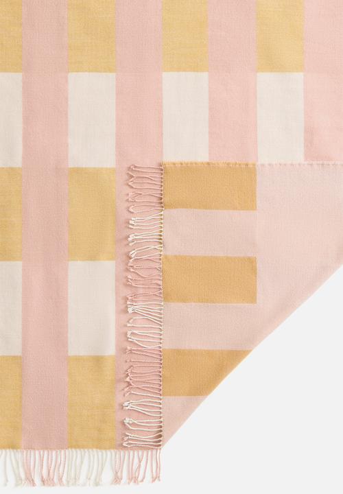 H&M - Jacquard-weave blanket - light pink/checked
