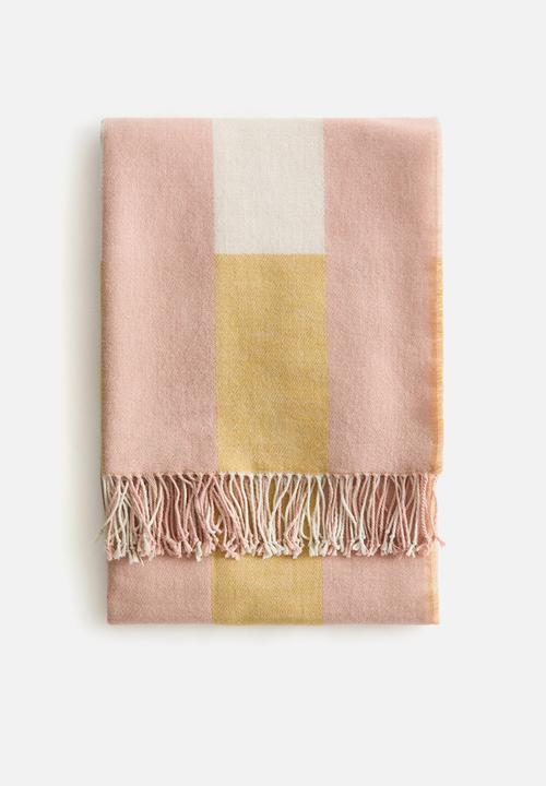 H&M - Jacquard-weave blanket - light pink/checked