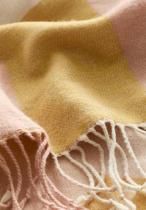 H&M - Jacquard-weave blanket - light pink/checked