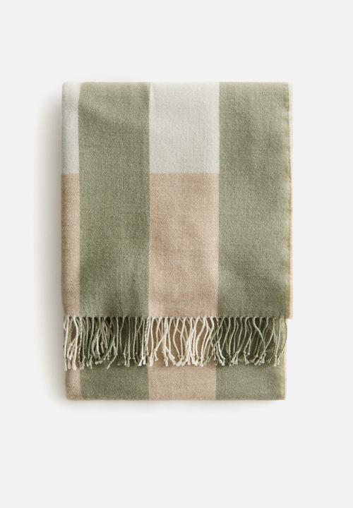 H&M - Jacquard-weave blanket - khaki green/checked
