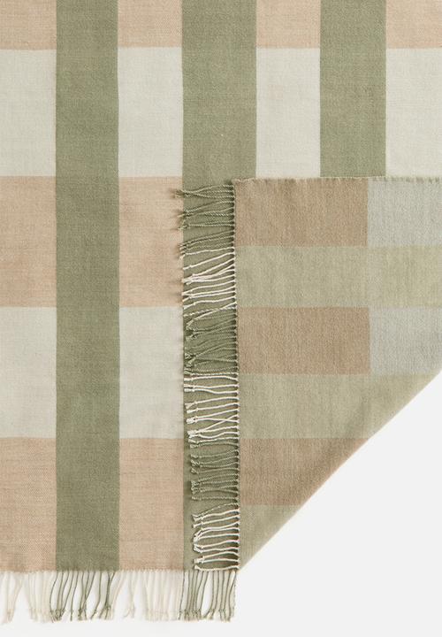 H&M - Jacquard-weave blanket - khaki green/checked