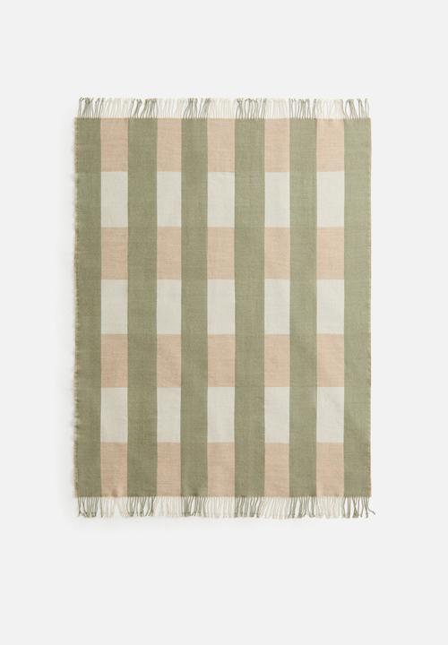 H&M - Jacquard-weave blanket - khaki green/checked