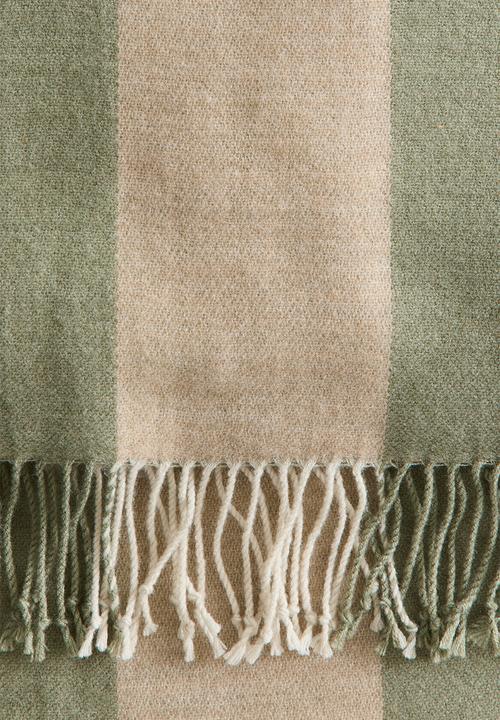 H&M - Jacquard-weave blanket - khaki green/checked