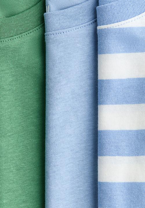 H&M - 3-Pack cotton T-shirts - light blue/green