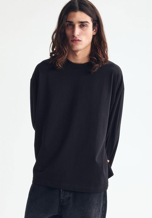 H&M - Oversized fit long-sleeved jersey top - black