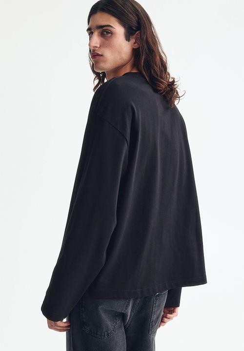 H&M - Oversized fit long-sleeved jersey top - black