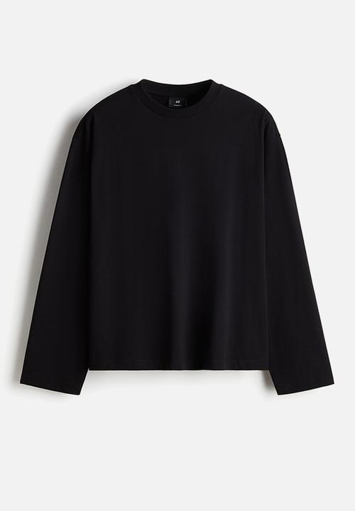 H&M - Oversized fit long-sleeved jersey top - black