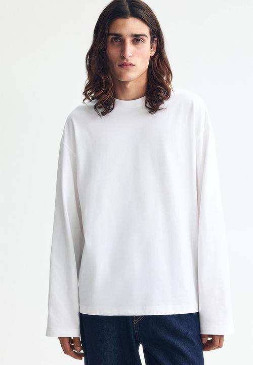 H&M - Oversized fit long-sleeved jersey top - white