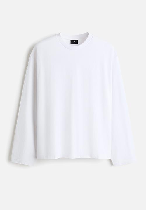 H&M - Oversized fit long-sleeved jersey top - white