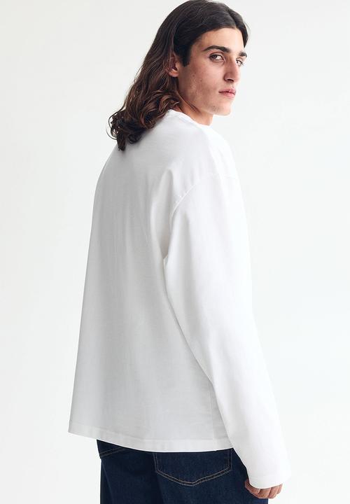 H&M - Oversized fit long-sleeved jersey top - white