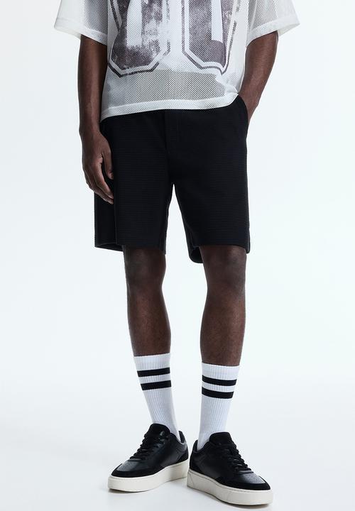H&M - Textured jersey shorts - black
