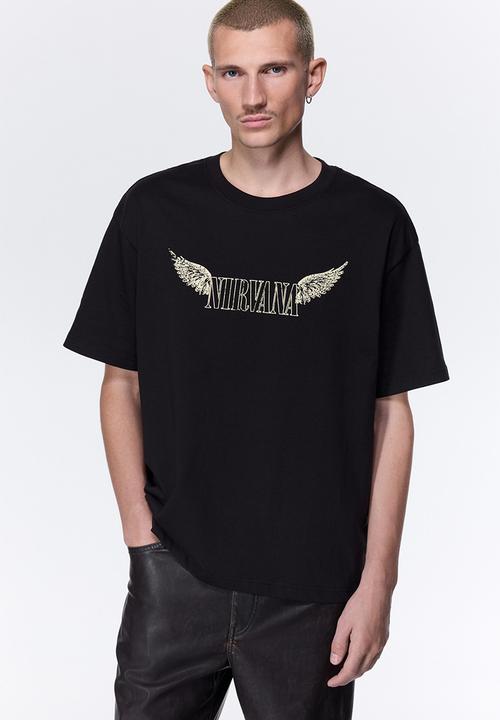 H&M - Loose fit printed T-shirt - black/nirvana