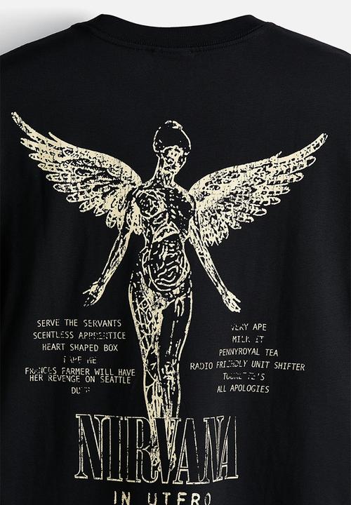 H&M - Loose fit printed T-shirt - black/nirvana