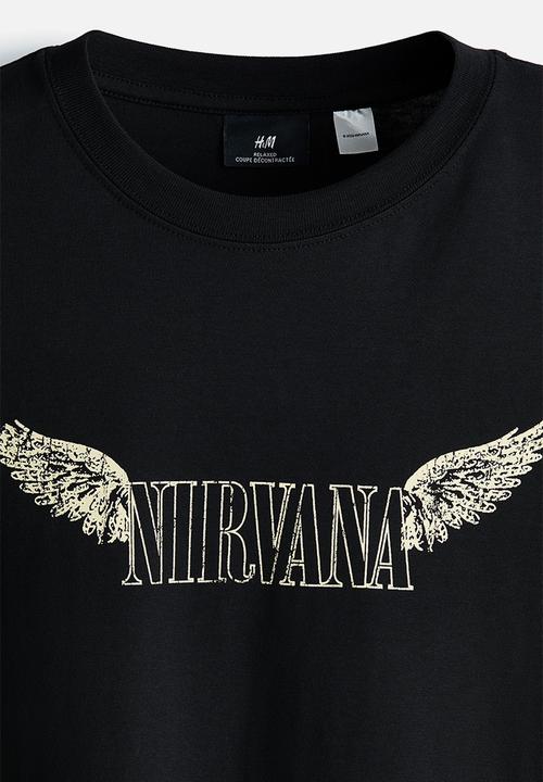 H&M - Loose fit printed T-shirt - black/nirvana