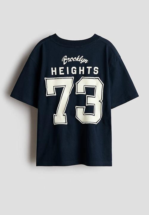 H&M - Loose-fit printed t-shirt - navy blue/brooklyn