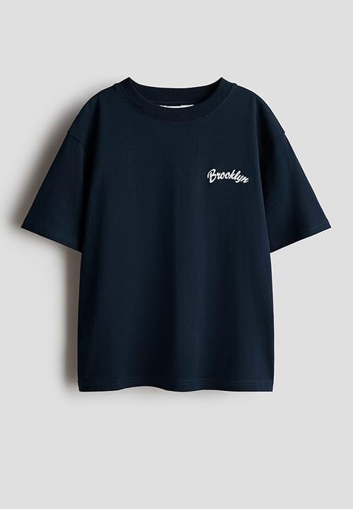 H&M - Loose-fit printed t-shirt - navy blue/brooklyn