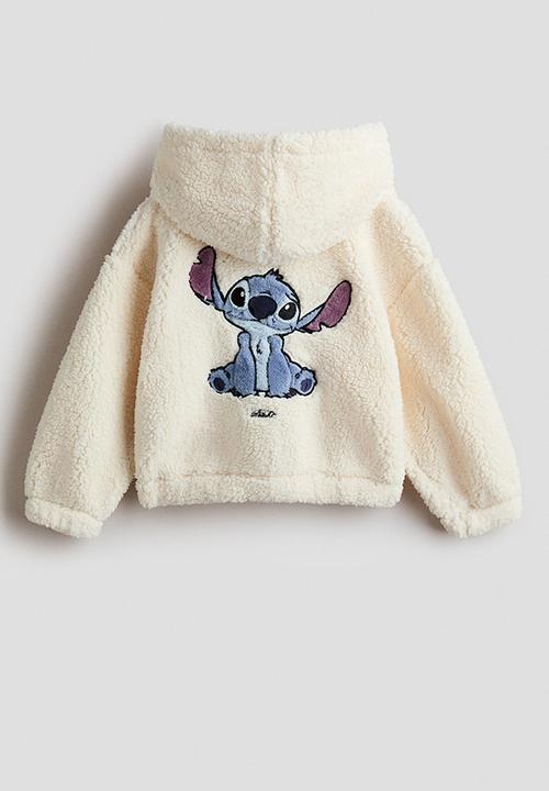 H&M - Appliqued hooded teddy jacket - cream/lilo & stitch
