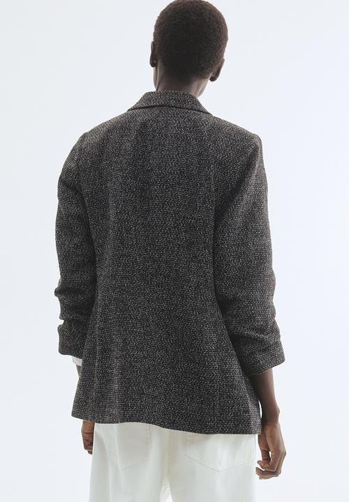 H&M - Gathered-sleeve blazer - black marl