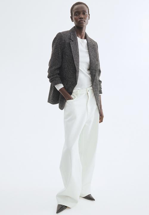 H&M - Gathered-sleeve blazer - black marl