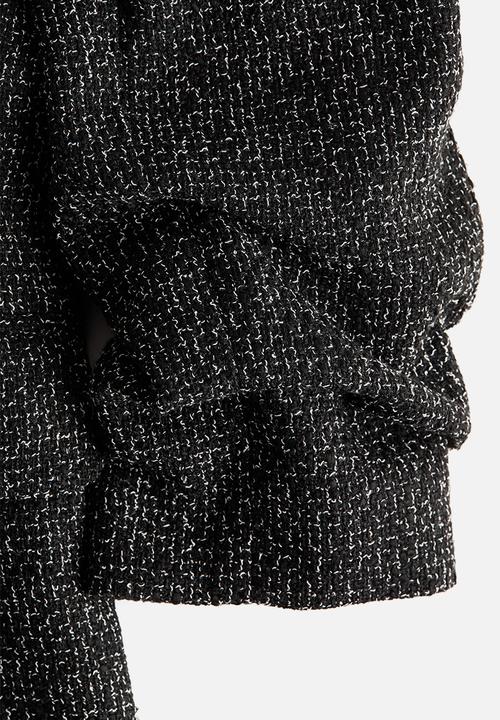 H&M - Gathered-sleeve blazer - black marl