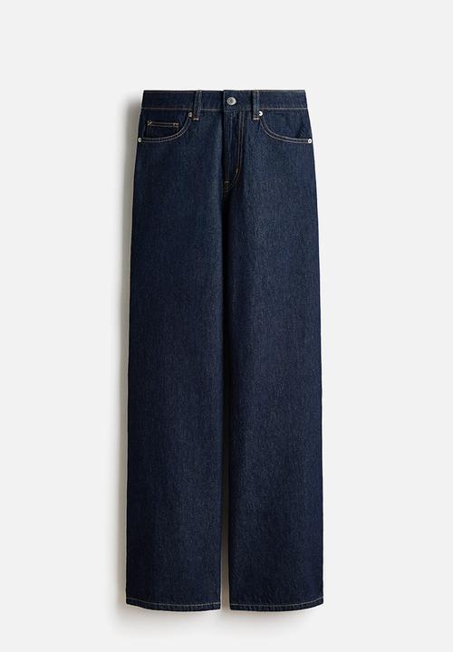 H&M - Wide high waist jeans - navy denim blue