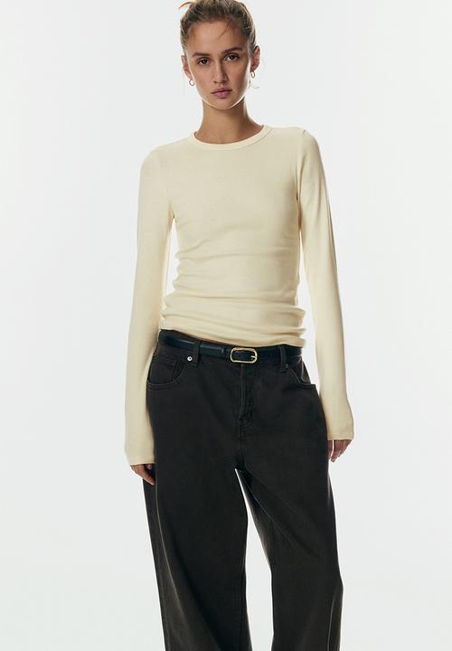 H&M - Long-sleeved jersey top - light yellow