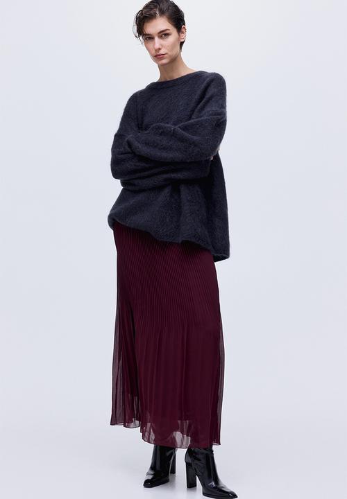 H&M - Pleated chiffon skirt - burgundy