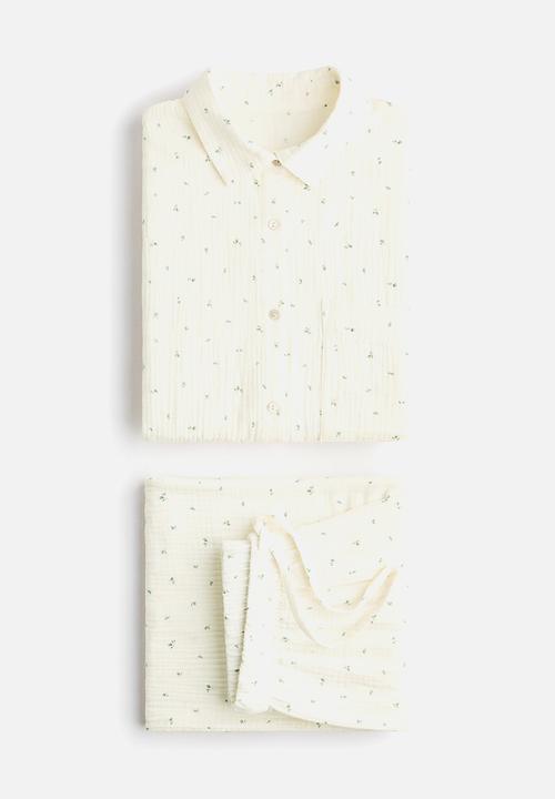 H&M - Cotton muslin pyjamas - cream/floral